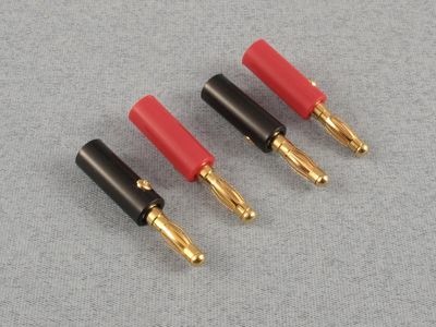 FUSION Banana Plugs (4mm Gold) 2prs Solderless By Logic Rc