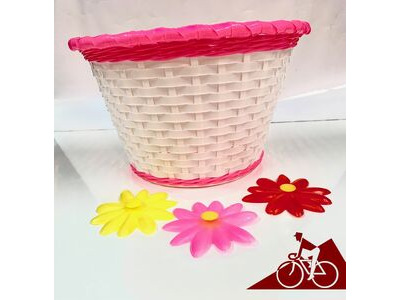 ADIE Wicker Effect Basket - Pink/White