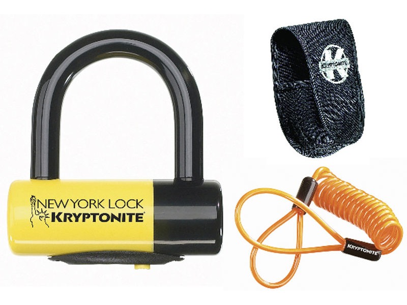 KRYPTONITE New York Liberty Disc Lock - With Reminder Cable - Yellow Sold Secure Gold click to zoom image