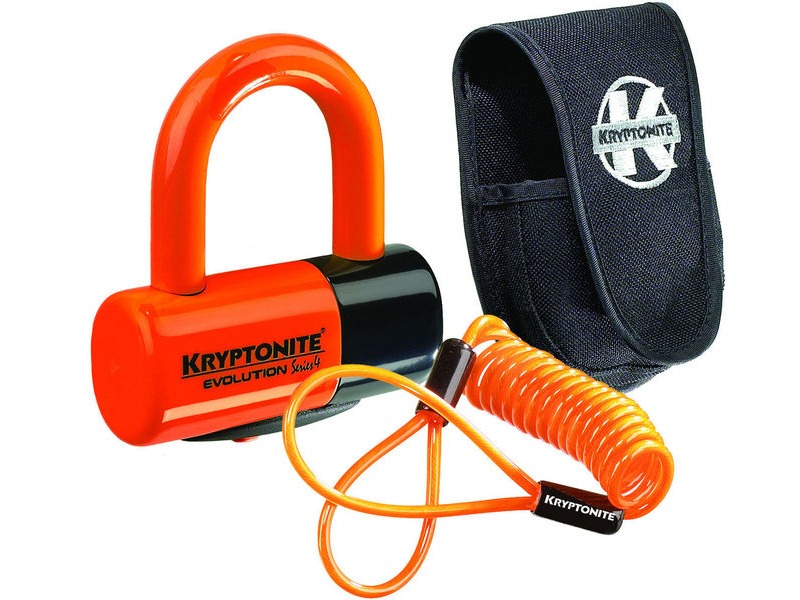 KRYPTONITE Evolution Disc Lock - Premium Pack - Orange Wth Pouch And Reminder Cable click to zoom image