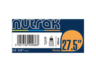 NUTRAK 27.5 inch or 650B x 2.5 - 3.0 inner tube 27.5 inch or 650B x 2.5 - 3.0 Black Presta 48mm  click to zoom image