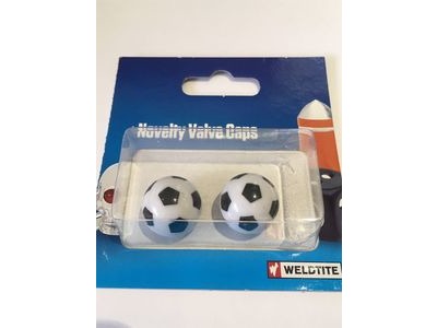 WELDTITE Novelty Valve Caps (Pair). Fits Schraeder Valves Football  click to zoom image