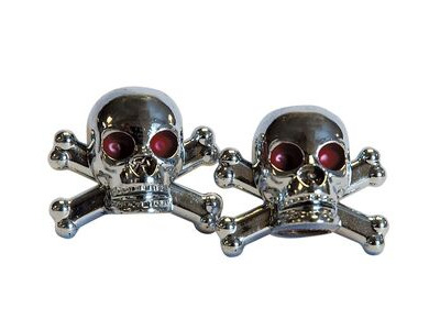 WELDTITE Novelty Valve Caps (Pair). Fits Schraeder Valves Skull & Crossbones  click to zoom image