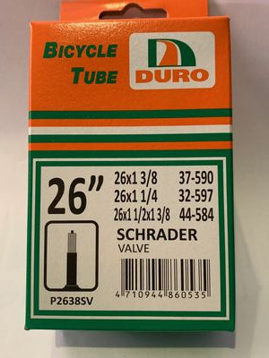 DURO 26 x 1 3/8 + 26 x 1 1/4 Inner Tube Schrader Valve
