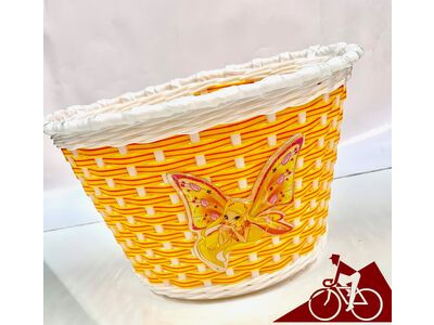 PREMIER Basket Junior Woven Plastic various colours 8" Plastic Basket Yellow/White With Fairy  click to zoom image