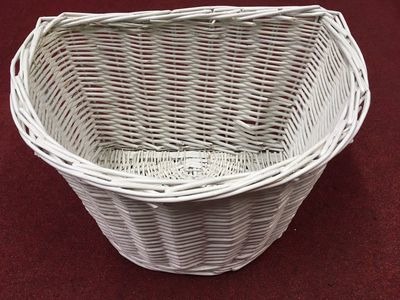 PREMIER D Shaped 16" Wicker Basket (Colour Option). 16"x12"x10" White  click to zoom image