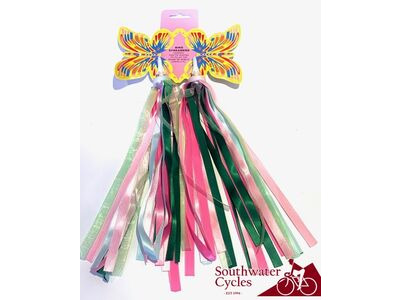 PREMIER Scooter or Bike Bar End Streamers Tassels one size Fabric Green/White/Pink  click to zoom image