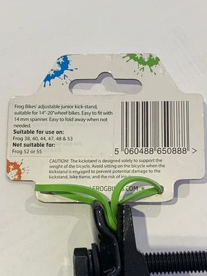 FROG BIKES Kick Stand small Suitable for 14" to 18" wheeled Frog bikes a black use on frog 40,43,44,47,48 & 53  click to zoom image