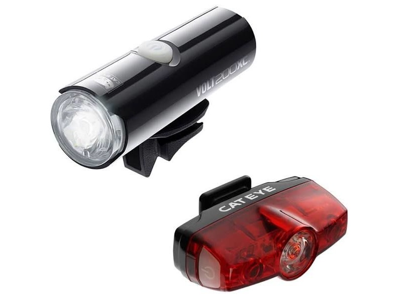 CATEYE VOLT 200 XC FRONT LIGHT & RAPID MINI REAR USB RECHARGEABLE LIGHT SET click to zoom image