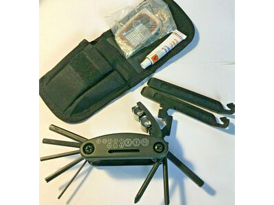 UNBRANDED Pocket Multi-Tool Set with Pouch Tyre Levers Puncture outfit