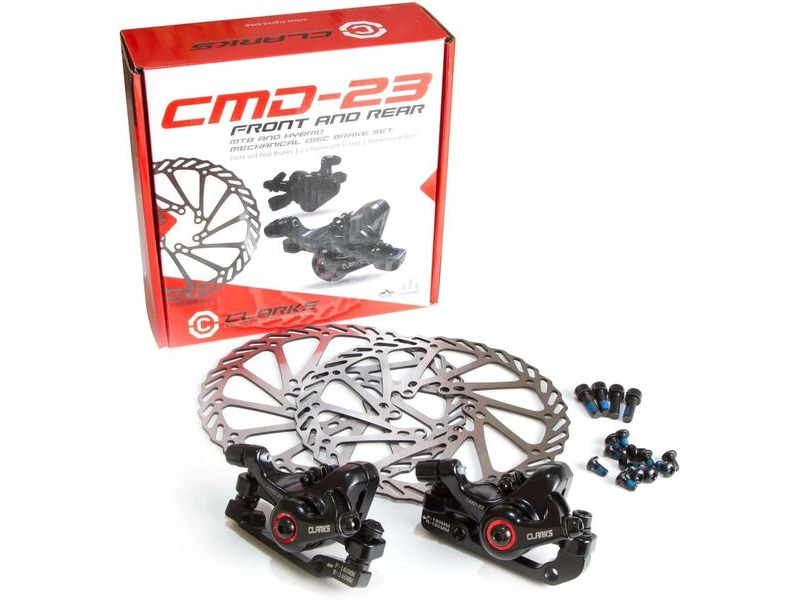 CLARKS CYCLE SYSTEMS CMD-23 Black Front & Rear Disc Brake Set with 160MM Rotors MTB and Hybrid click to zoom image